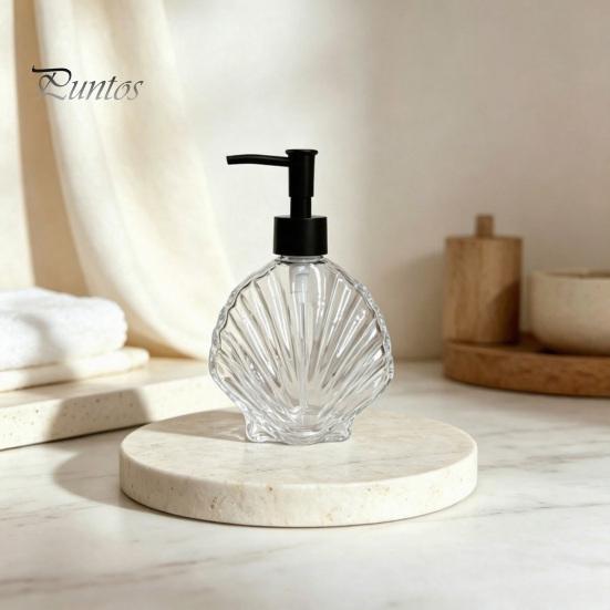 Muschel Lotion Flasche 400ML Strand Nachfüllbarer Seifenspender, Flüssig Hand Glas Spender Behälter, Pumpe für Badezimmer Küchen Arbeitsplatte Behälter