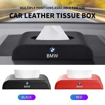 Kožená úložná taška na kapesníky do auta do schránky pod loketní opěrku na sluneční clonu Domácí balení kapesníků pro BMW E46 E60 E39 F25 F35 F20 X1 X2 X3 X4 X5 X6 X7