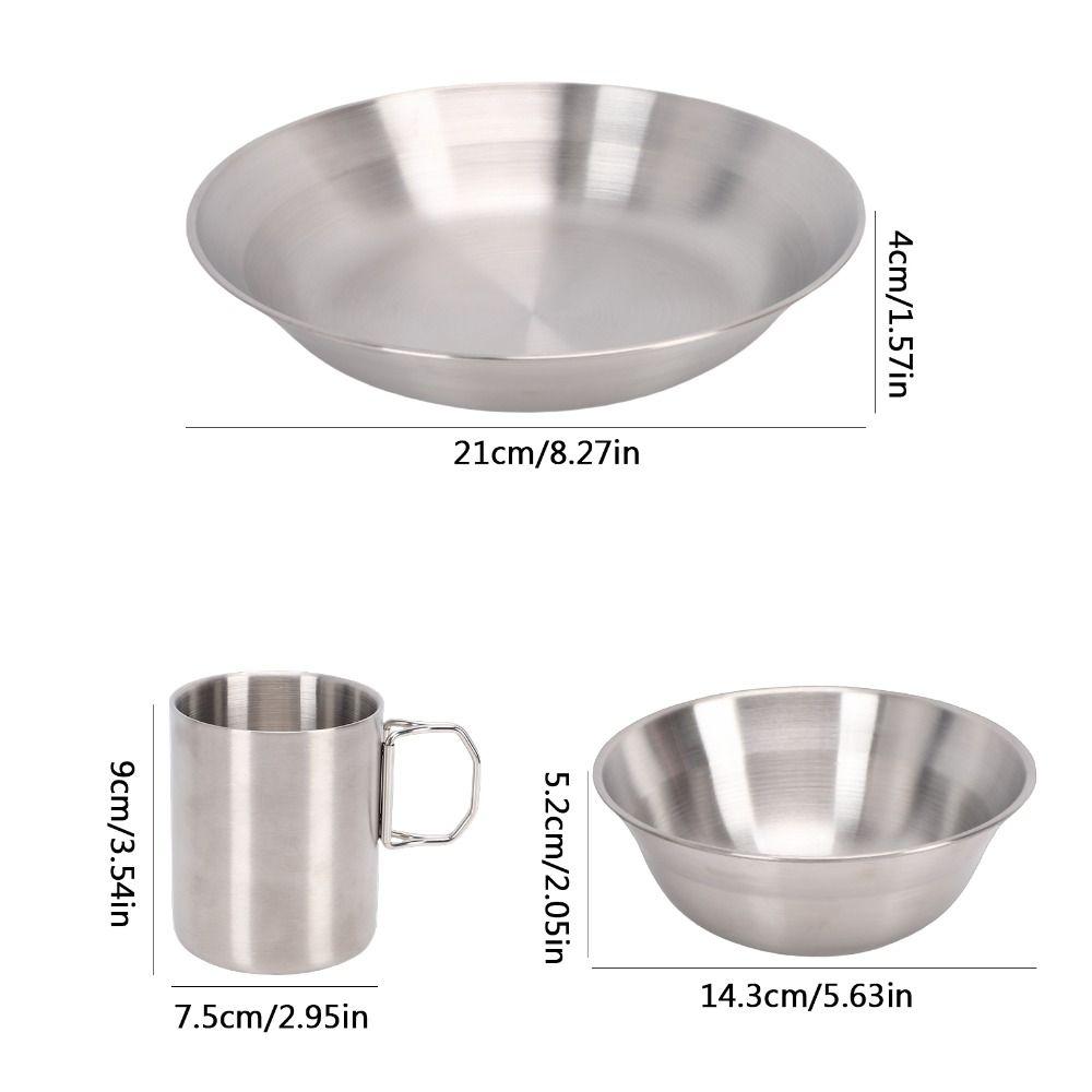 Double Layer Cup Utensils Set 304 Stainless Steel Cutlery Set Portable Tableware Set Hiking