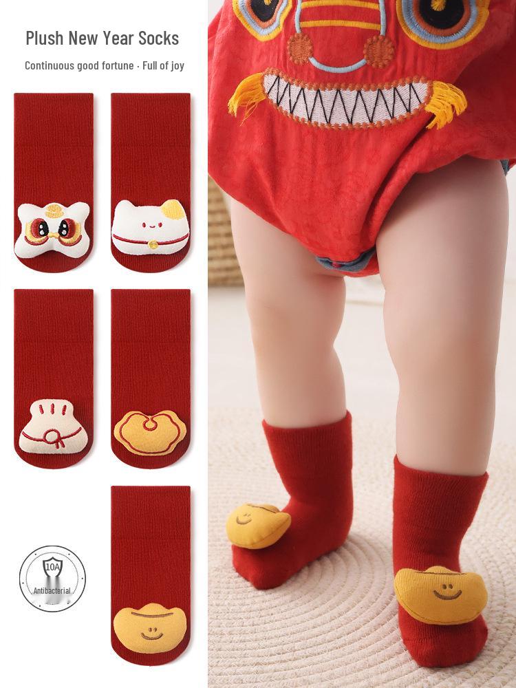 3D Cartoon Doll Anti-Slip Baby Socks for Newborns - Spring & Autumn First Birthday