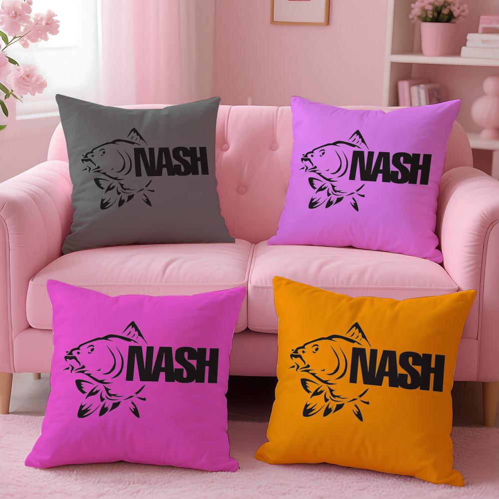 NNash Fishing logo Cushion Cover Soft Plush Throw Pillow Cushion CoverDoubleSided Printed Pillow Case for Sofa Home Decor