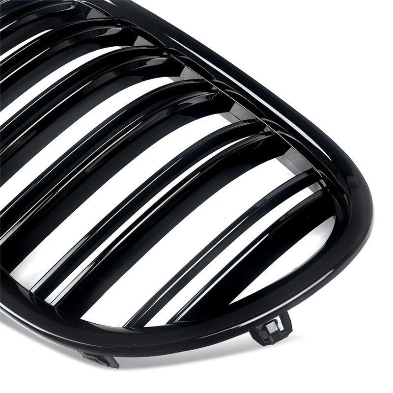 A30F-1Pair Front Kidney Radiator Grille 51117184151 51117184152 For BMW F01 F02 09-15 Middle Grille Air Intake Gloss Black