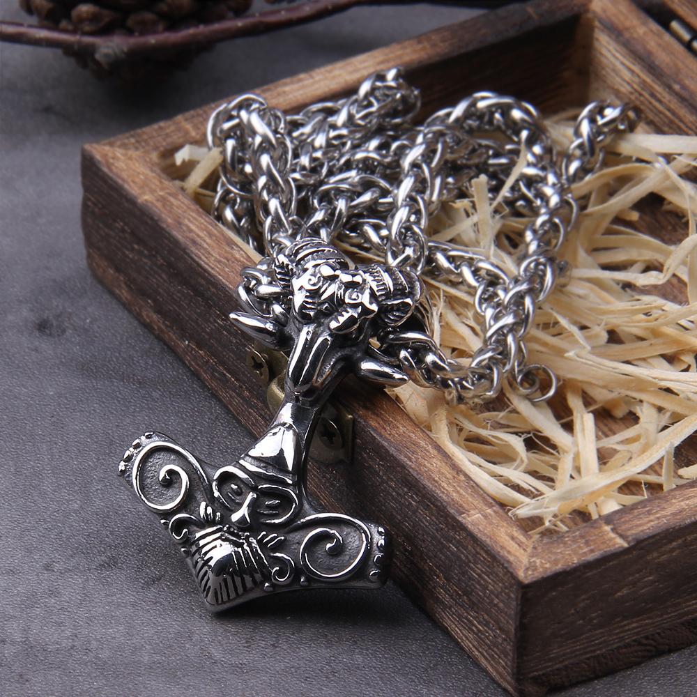 Never Fade Thor Hammer Nodic Vikings Runes Pendant Necklace Mjolnir Viking Valknut Original Amulet Chain for Man Party Jewelry