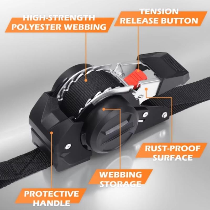Multipurpose Polyester Cargo Strap Heavy Duty Retractable Fastening Strap For Motorcycle Camping Equipment Luggage