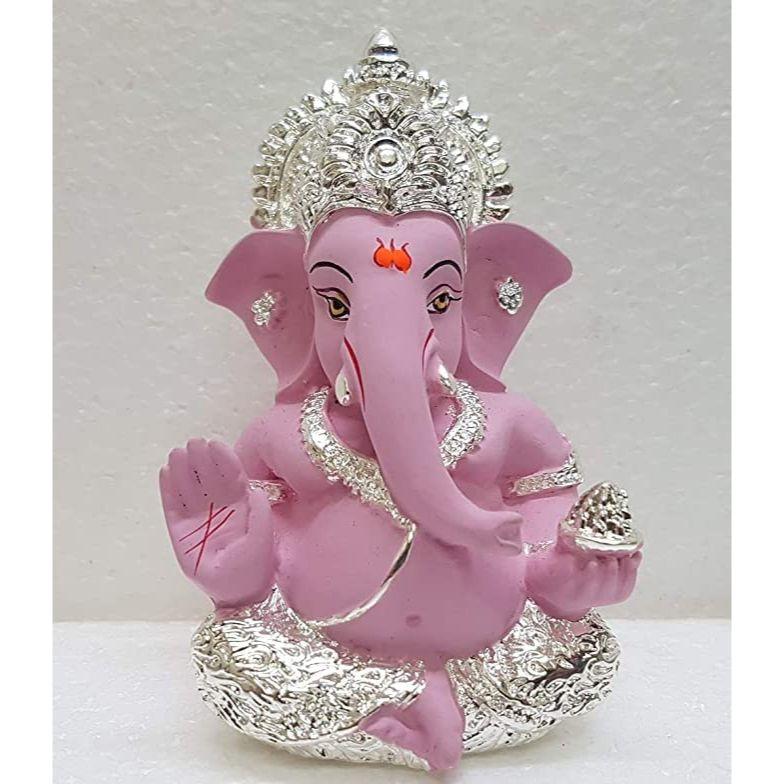 Gold and Silver Plated Ganesh Idol for Car Dashboard Ganesha Murti Ganpati Idol for Home Decor Puja Lord Ganesh Statue Gift