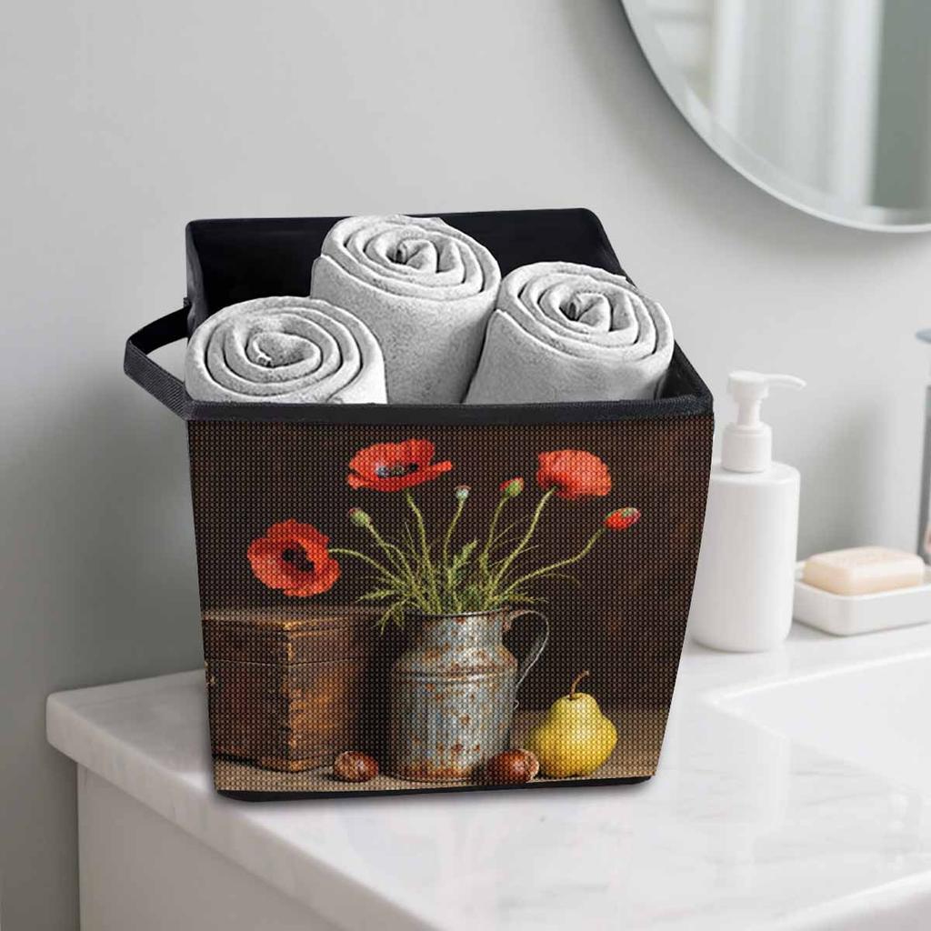 Die Vitalität im Eisernen Topf 5D Diamantmalerei Aufbewahrungskorb Vollrunde Bohrer Mosaik Diamantstickerei Kreuzstich-Sets Heimdekor Heimdekor