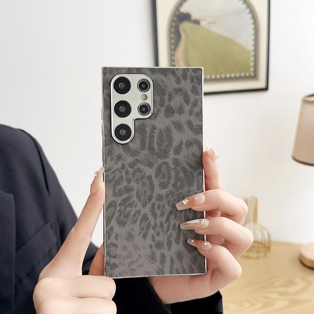 Compatible Samsung S25 Ultra Electroplated Leopard Print Phone Case, Drop-Proof for S24/S24 Ultra/S23 Ultra