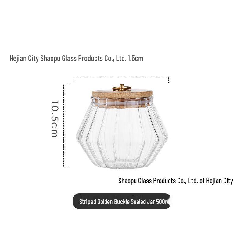 Striped High Borosilicate Glass Tea Jar for Kitchen 500ml