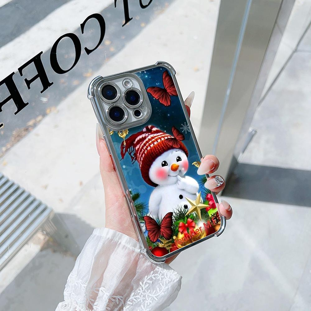 

Чехлы для телефонов Ae110 Merry Christmas с гальваническим покрытием из ТПУ для iPhone 16, 15, 13, 11, Pro, Max, 14, Plus, 12, XR, Infinix, Smart, 8, Tecno, защитный чехол на четыре угла for iPhone 11
