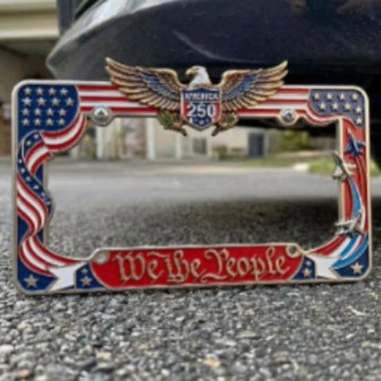 250th Anniversary License Plate Frame, Anti-Rust Coating Car Decoration, Celebrate Freedom History Heritage Perfect Gift for Family And Friends