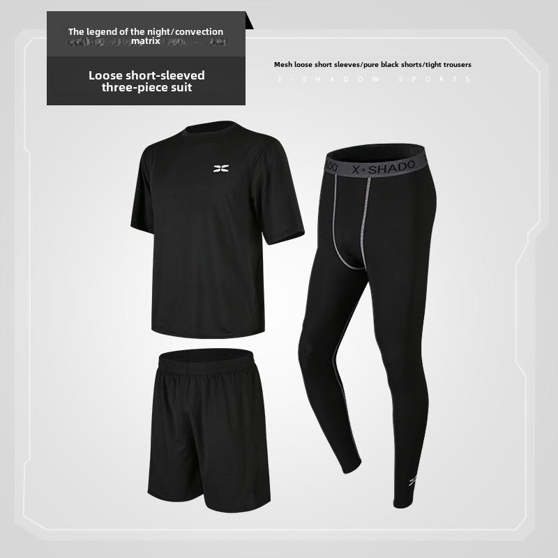 Men's Casual Fitness Running Suit: Shorts & Short-Sleeved Tights for Yoga & Training