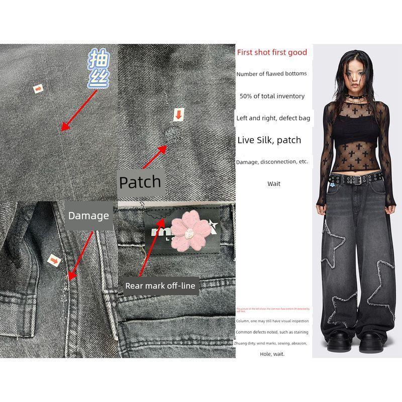 

Оригинальный заказ внешней торговли Мин * Га Ретро Тяжелый Взрыв Звезды Черные Мешковатые джинсы Black 34