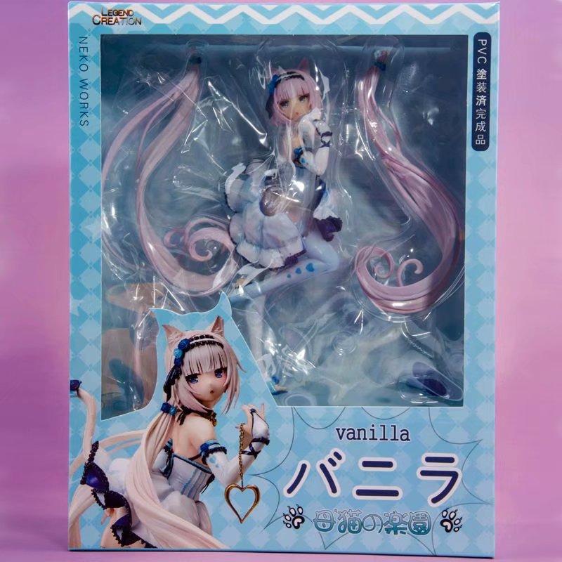 24CM Anime NEKOPARA Figure Chocolates Vanilla Action Figure Cat Style Model PVC Static Toys Gift Doll Cat Maid store is Open! ch