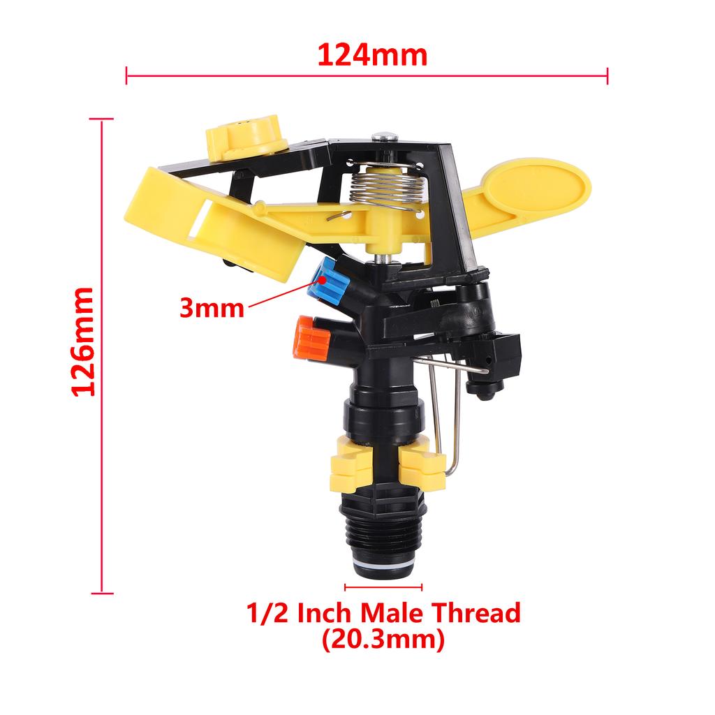 Adjustable Rocker Impact Sprinkler Garden Agriculture Watering Nozzle Lawn Irrigation Watering 360° Rotary Jet Extension Tube