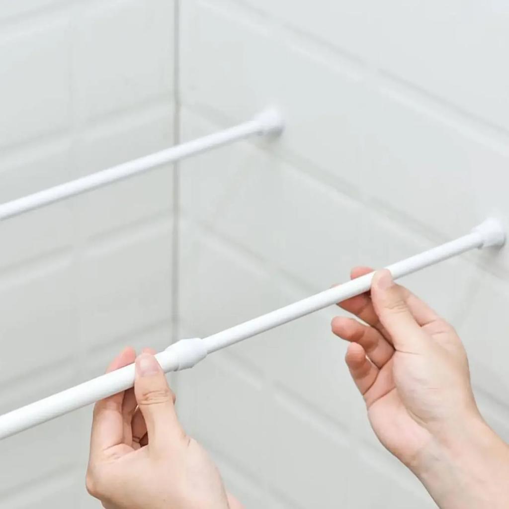 1PC - Non Punching Telescopic Rod Installation Multifunctional Mini Storage Telescopic Rod - White