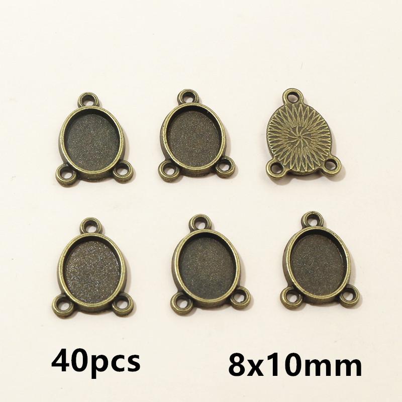 5-40pcs 3-Loops Oval Prndant Cabochons Blank Base Setting DIY Necklace Bracelet Jewelry Making Accessories Findings