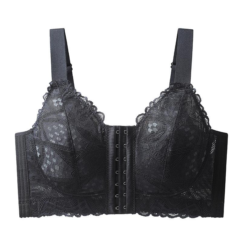 Breathable large size lace underwear women's no steel rim gathering tube top adjustment type breast collection anti-sagging sexy bra
