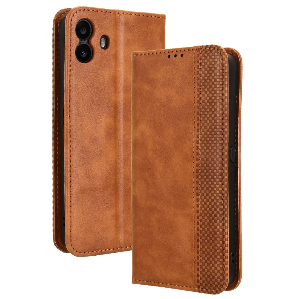 

Чехол-подставка для Nothing CMF Phone 1, ретро-кошелек из ПУ кожи, чехол для телефона Brown