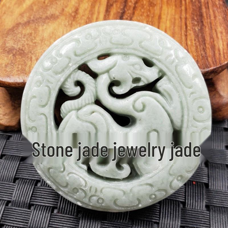 Emerald Green Guanyin Buddha Dragon Jade Pendant - Heart-Shaped Jade Stone for Car or Necklace