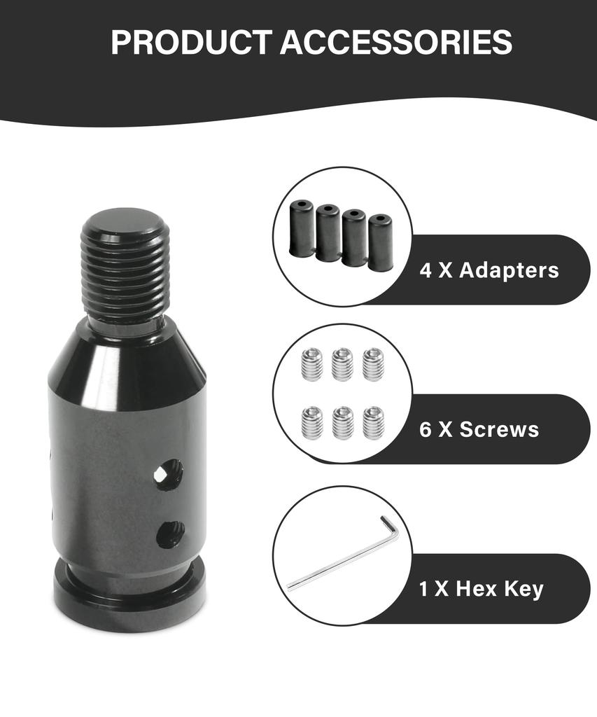 YAKEFLY Universal Gear Shift Connector, Aluminum Auto Shifter Adapter, Screwless Manual Gear M12x1.25 (Black)