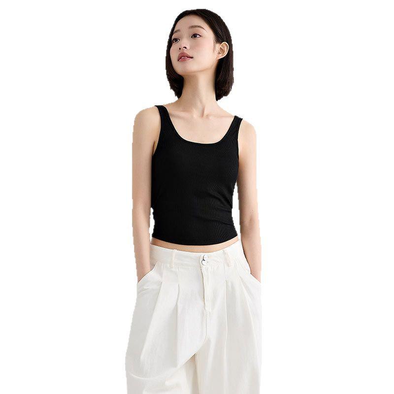 Ovieice Women's Plus Size Ice Silk Backless Tank Top with Built-in Bra Pads