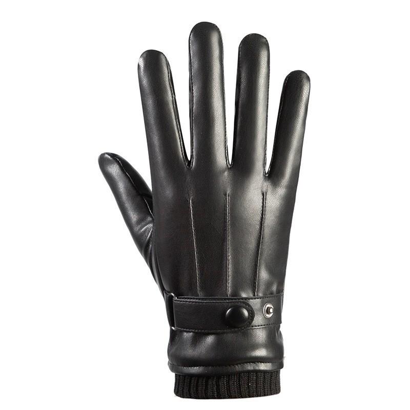 Autumn and Winter Men's Gloves Outdoor Riding Cold-proof and Warm Velvet Gloves Luo Kou Three-line Washed Leather Gloves