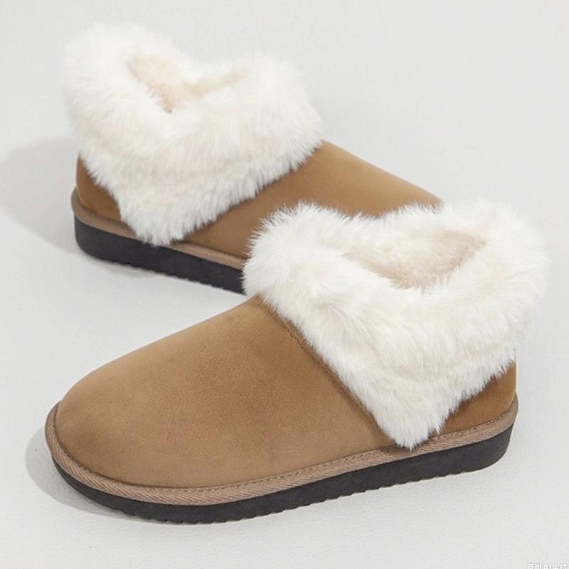 Fashion Fashion Heart Fluffy Fleece Trim Design Brand Ankle Boots Women High Quality Faux Suede Snow Boot Winter Cozy Warm Platform Boot