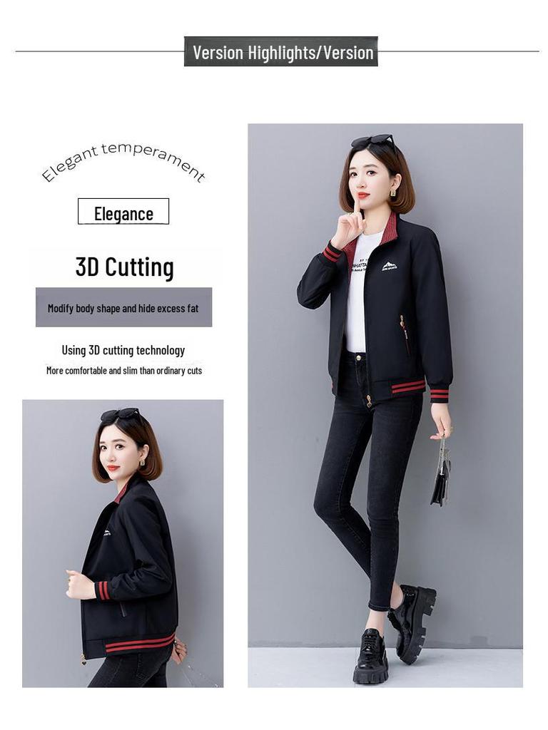 Women's Spring & Autumn 2025 Stylish Stand Collar Double-Sided Cardigan Coat for Middle-Aged Mothers