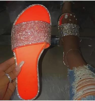 Sandalias Planas de Diamantes de Talla Grande para Mujer - Verano 2020 Estilo Europeo