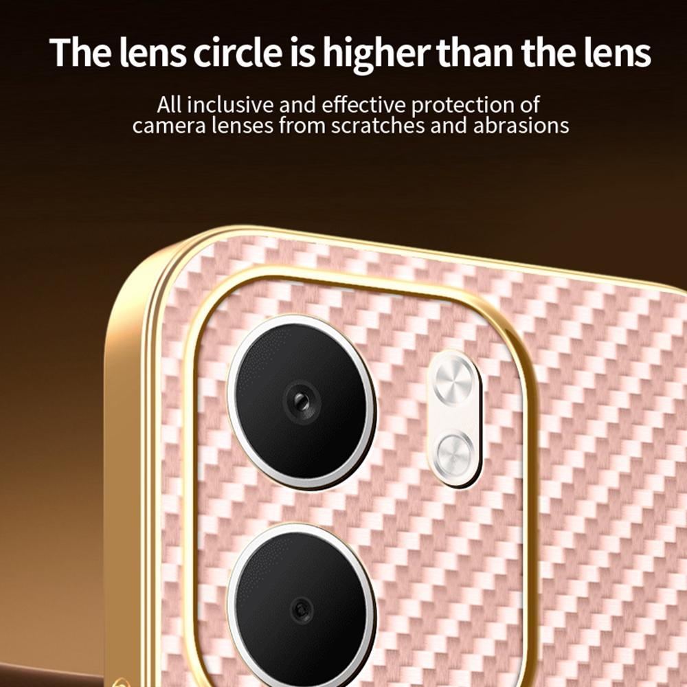 Für Oppo A5x 4G/A5x 5G Handyhülle Carbonfaser-texturiert Galvanisierte TPU-Rückabdeckung