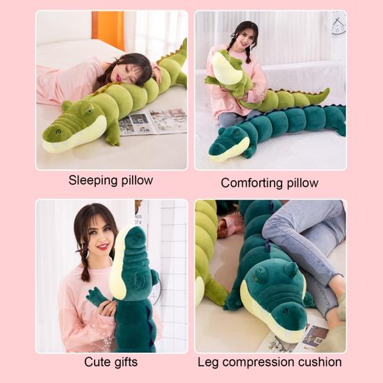 Long Crocodile Plush Pillow Soft Segmented Stuffed Animal for Hugging & Decor Unique Gift for Kids Adults