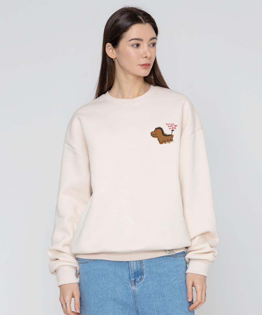 GRAVER [Unisex] Fast Horse Sweatshirt_Cream