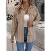 Autumn Casual Single Breasted Pocket Jacket Fashion Solid Color Long Sleeve Corduroy Coats for Women