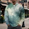 Men's Retro Corduroy Long Sleeve Shirt with Stand Collar and Pocket, Printed Casual Top