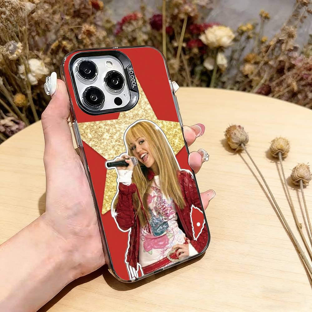 

H-Hannah M-Montana Phone Case For iPhone 17,16,15,14,13,12,11 Plus,Pro Max,XS,Colored Silver Plated Inside Cover iPhone15ProMax