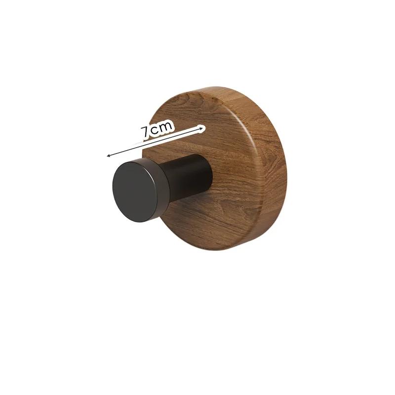 Self-adhesive New Simple Solid Wood Hook Walnut Hanging Hanger Bathroom Wall Hook Bedroom Coat Storage Rack Home Towel Key Decor
