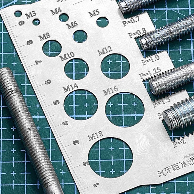 For Measuring Screw Pitch Bit Bolt Nut Screw Thread Checker Screw Measurement Ruler Stainless Steel Caliper Metric