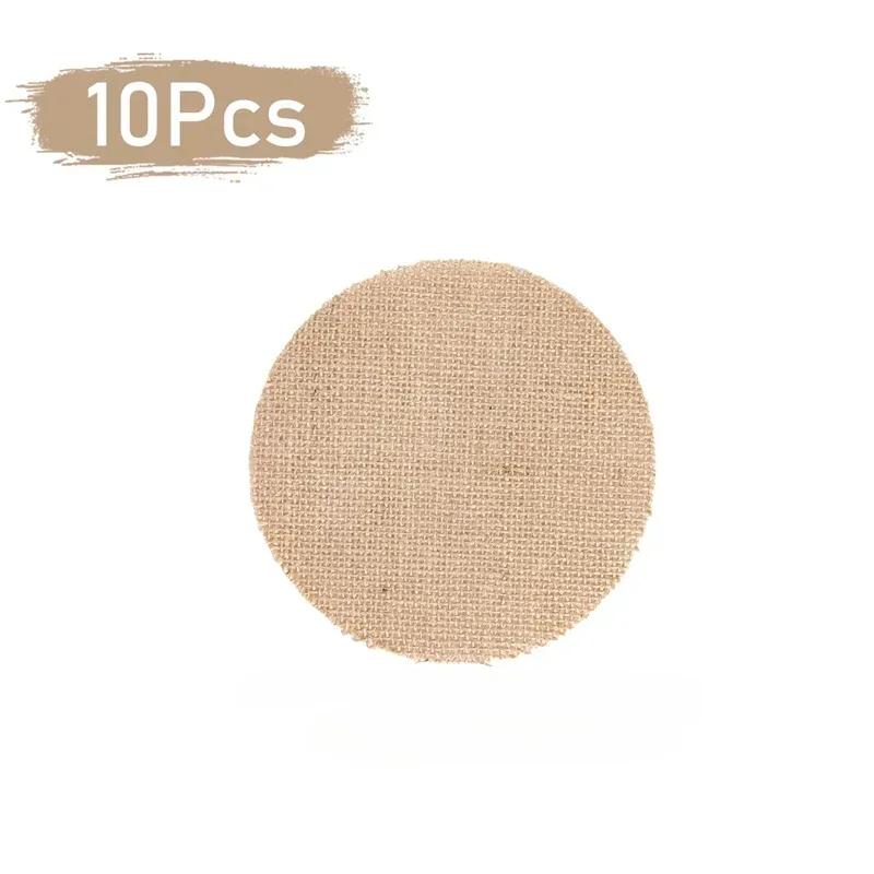 10Pcs Round Linen Jute Burlap Table Placemat Table Mat Dinner Table Tea Cup Plates Mat Home Wedding Birthday Party DIY Decor