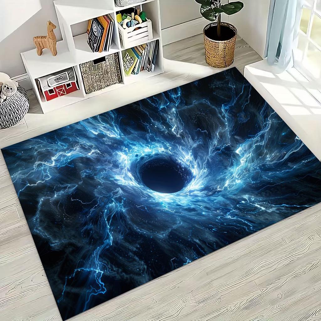 Dreamy Galaxy Universe Space Stars Black Hole Earth Rug for Bedroom Living Room Sofa Home Doormat Decor,Kid Non-slip Floor Mat