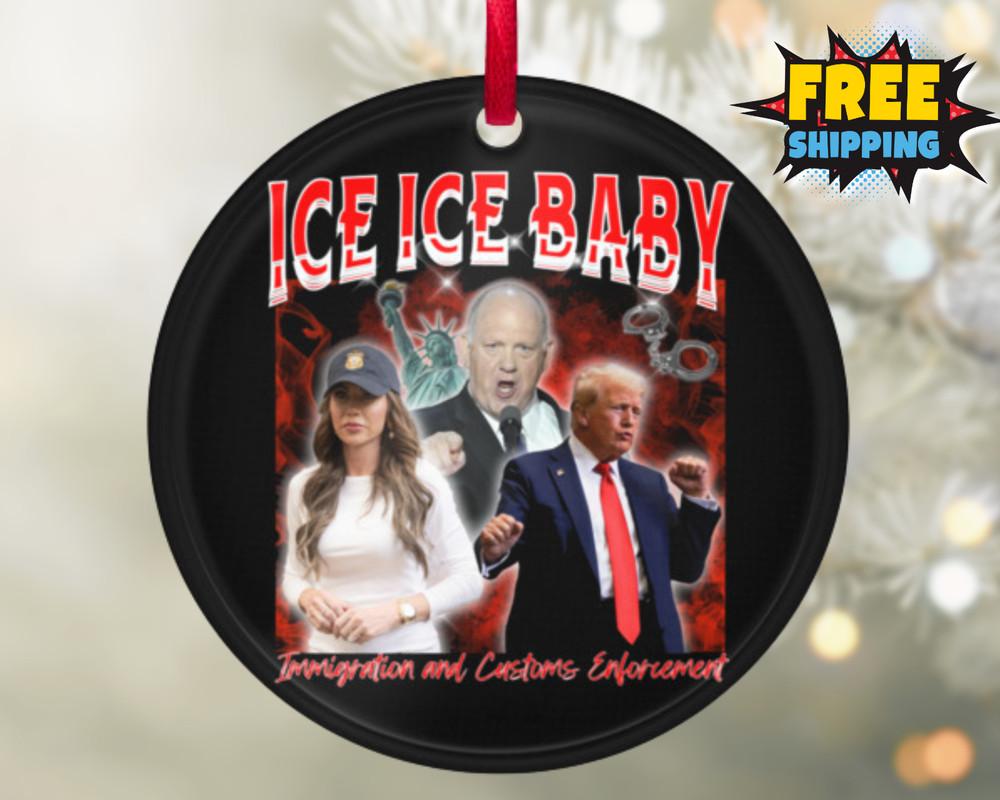 

ICE Ornament Donald Trump Bootleg 90s Rap Immigration XMAS Kristi Noem Tom Homan Unisex T-Shirt XXXXL