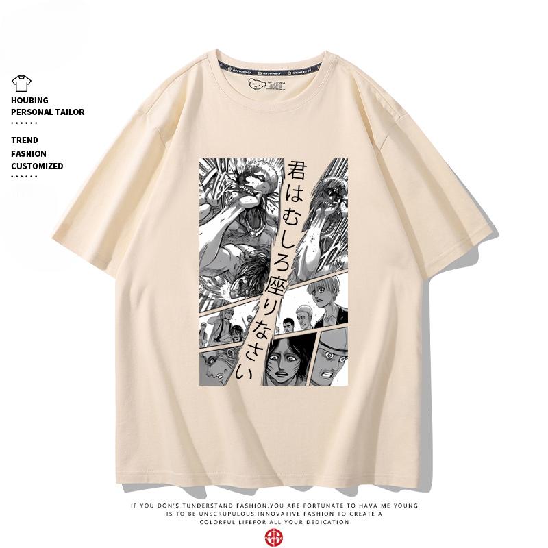 Summer 100% Cotton T-shirt Attack Giant Wings of Freedom Clothing Sergeant Alan Mikasa Around Short-sleeved Men