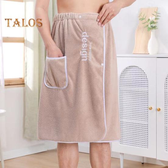 Toalla de baño para hombre con bolsillo, forro polar coral, absorción rápida, cintura ajustable, cierre de botón, toalla envolvente, falda, toallas de sauna, bata envolvente para hombre, para gimnasio, spa, playa