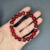 10mm Red Glass & Natural Stone Beaded Bracelet with Elastic Cord for Men and Women
