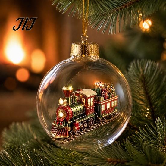 Decorative Ornaments for Home Christmas Story Ornament, Acrylic Hanging Angel Santa Claus Festive Party Supplies Candy House Designs, Ball Shape