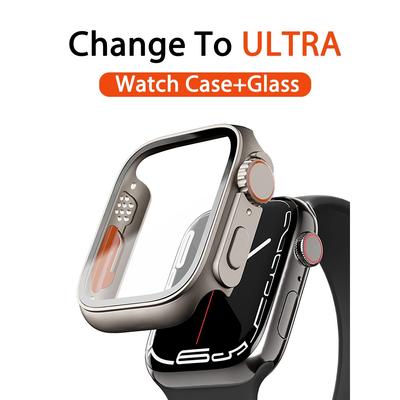 PC Firm Cover for Apple Watch Case 45mm 41mm 44mm 40mm 42mm 38mm Glass Appearance Upgrade Ultra IWatch Series 8 7 SE SE2 6 5 4 3