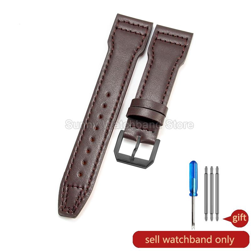 Coffee Black 20 21 22mm for IWC Portofino Le Petit Prince Portugieser Cowhide Watch Band Special Interface Needle Buckle Durable