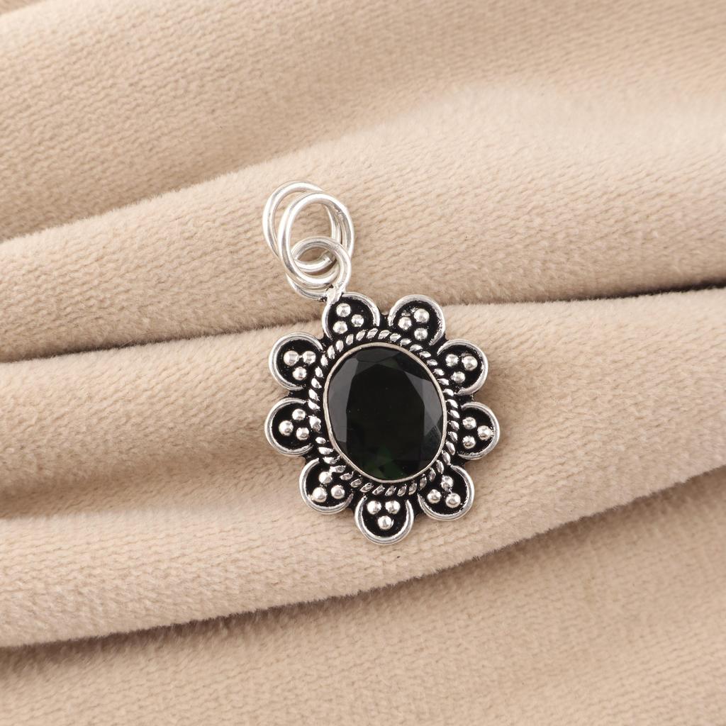 Grüner Turmalin Edelstein 925 Sterlingsilber Schmuck Hübscher Anhänger 1,37" Geschenk für Ehefrau CP-40-20