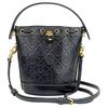 T Monogram Logo Embossed Leather Bucket Bag Women Handbags Midnight-Blue 80533-458