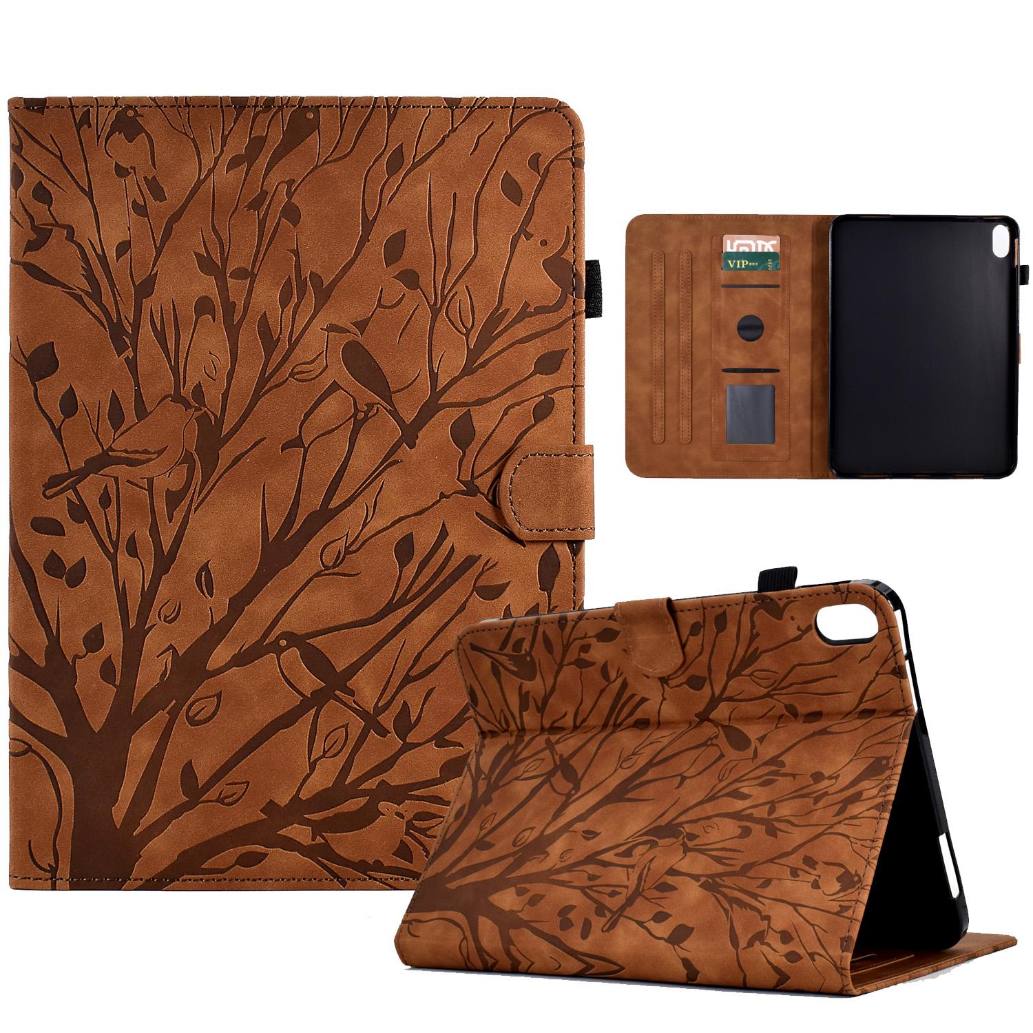 

Embossed Tree Leather Wallet Case for Ipad 10”2 Case 9th 10.9 10th Air3 Pro 10.5 9.7 5th 6th Mini 6 Air2 Cards Solt Cover Fundas For iPad 10th 10.9 коричневий