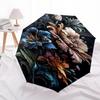 1pc Floral ArtworkOpen/Close Umbrella-Windproof, Compact Travel Umbrella, Sturdy 8-Rib Shaft, Outdoor Accessory, 1022